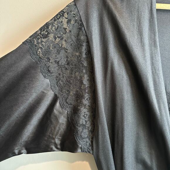 Diane Von Furstenberg Vintage Lace Nightgown Slip and Robe 80s Black - Picture 12 of 16
